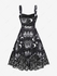 Plus Size Skull Butterfly Moon Star Sun Print Lace Trim Buckle Tank Dress - 3x | Us 22-24