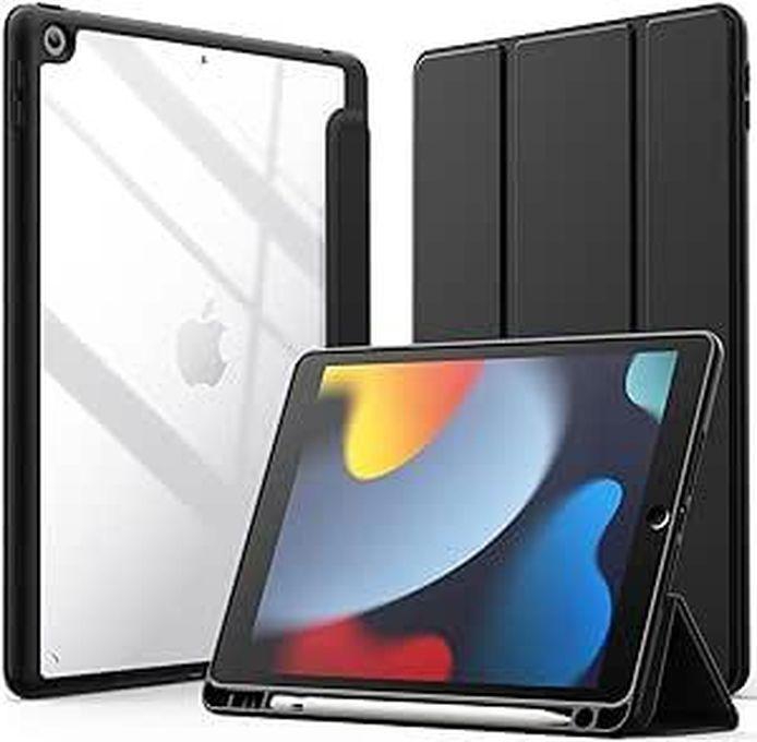Case Compatible with iPad 10.2 Inch (9th Generation 2021/8th Gen 2020/7th Gen 2019), Auto Wake/Sleep Cover with Pencil Holder (Black)
