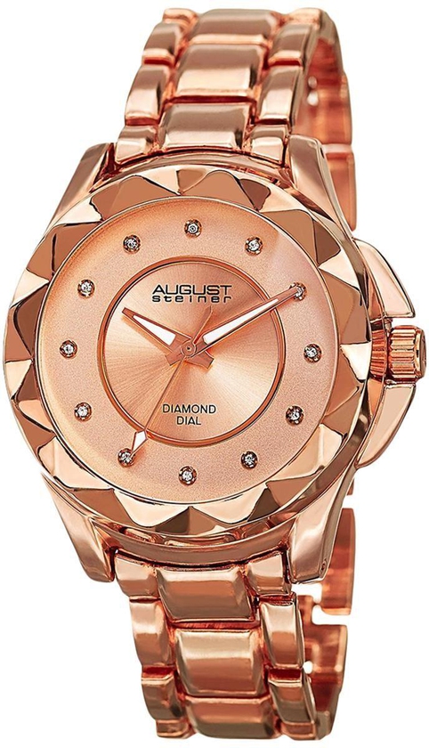 August Steiner Women's Rose Gold Dial Alloy Band Watch - AS8164RG