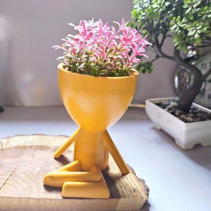 Artificial Flower With Yellow Pot,Cool ,Home,Office Decoration -15 Cm