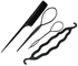 5-Piece Bun Maker Hair Style Accessories Set Black