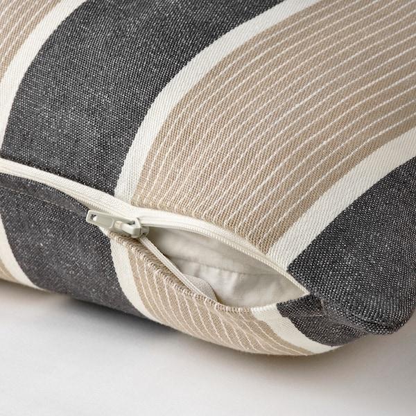 KORALLBUSKE Cushion cover, anthracite beige/stripe pattern, 50x50 cm - IKEA