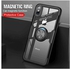 Generic for iphone X/XS Casing Carbon Fiber Shockproof Case Clear Armor Magnetic Bracket Finger Ring with Car Holder Back Cover