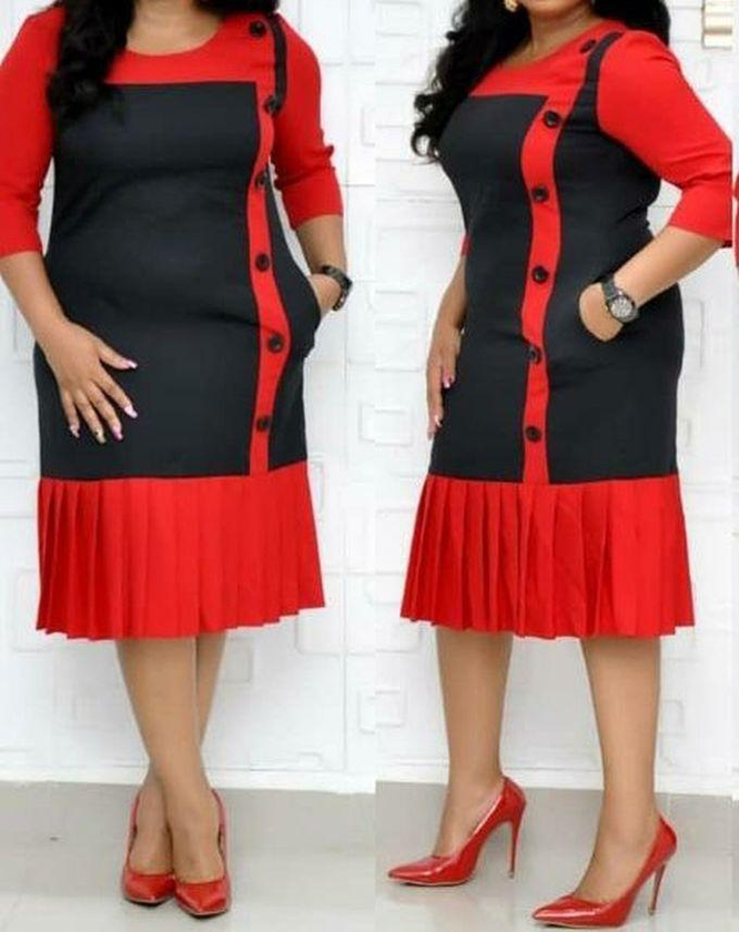 Classy Formal Design Dress- Black And Red.