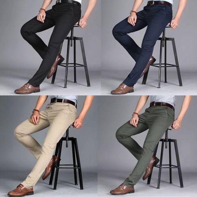 4 In 1 Quality Chinos Trousers - Black, Navy Blue, Brown And Green
