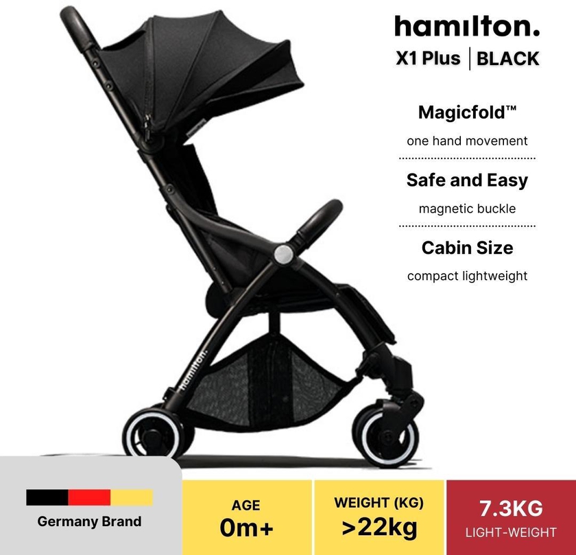 Hamilton Stroller Series X1 Plus Magnetic Buckle With Carry Bag (Black)