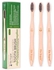 The Legend Bamboo Wooden Toothbrush with Activated Charcoal Infused Brishtles, Pack of 3 Units, 1 Storage Bag