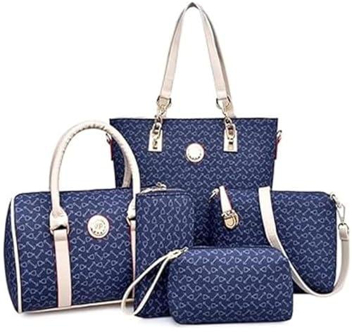 Five Pieces Classic Tote Bag Set for Women - Blue