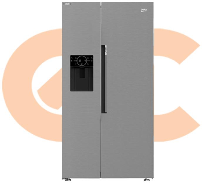 Refrigerator BEKO 525 liter side by side Inverter Digital With Dispenser 2 Doors Stainless Model GN166130XB - EHAB Center Home Appliances