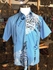 Short Sleeve Batik Men Shirt – Hand Drawn - 100% cotton – Size L (Light Blue)
