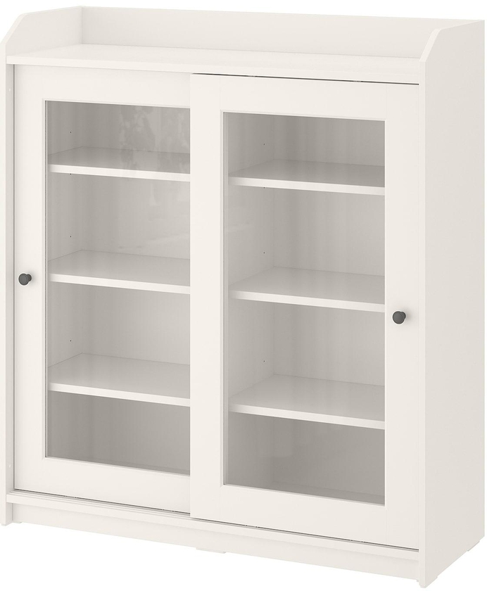 HAUGA خزانة بباب زجاج - أبيض ‎105x116 سم‏
