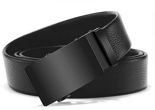Men's Belt Leather Automatic Buckle Belts-Black