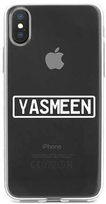 غطاء حماية واقٍ لهاتف آيفون X نمط مطبوع باسم "Yasmeen"