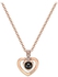 Crystal Studded Copper Heart Shaped Pendant Necklace Gold/Black/Clear