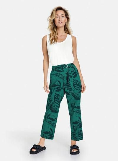 Trousers with a leaf print Green Print