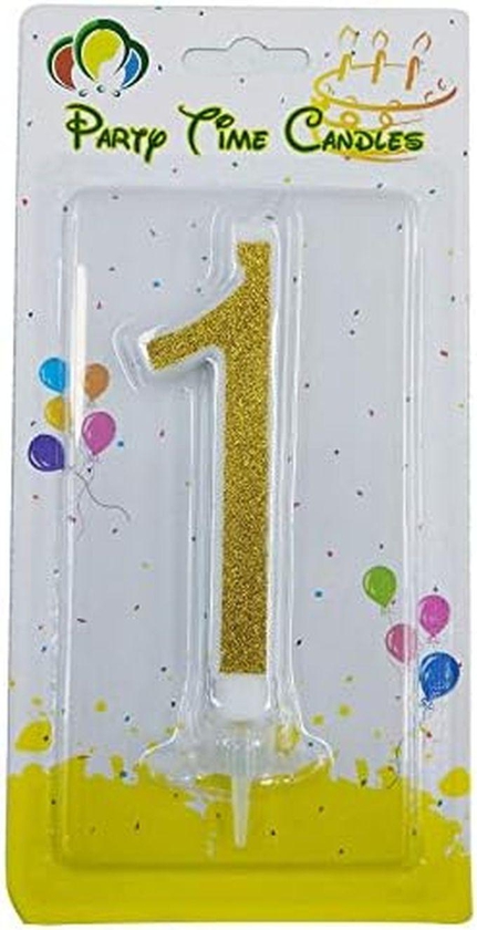 Happy Birthday Gold Number 1 Birthday Candle