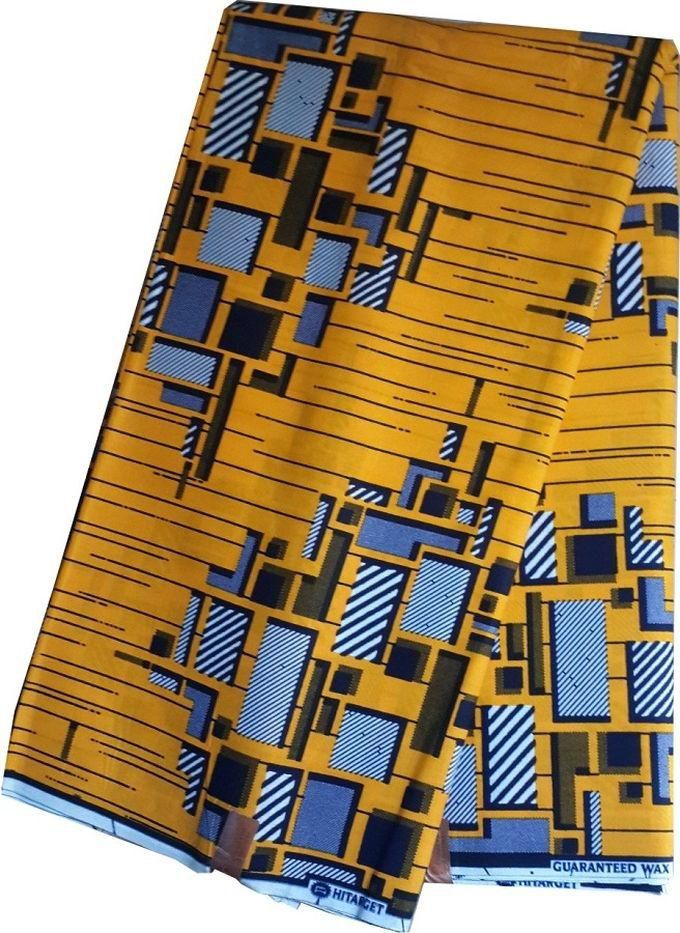 Block Pattern Design High Quality Ankara African Print Wax Traditional Wrapper Native Fashion Fabric - Red & Yellow Multicolour