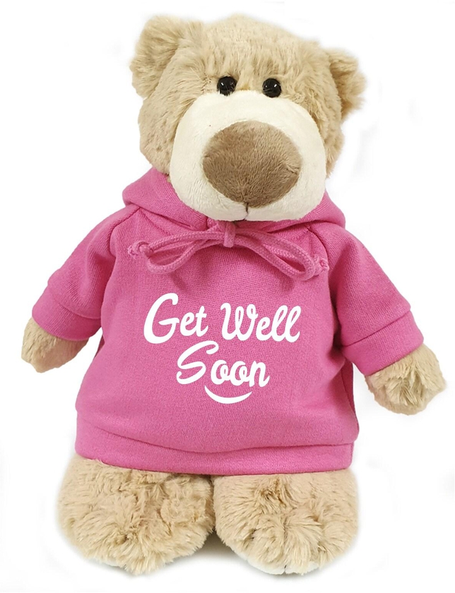 Mascot Bear with Pink hoodie Get Well Soon 28cm