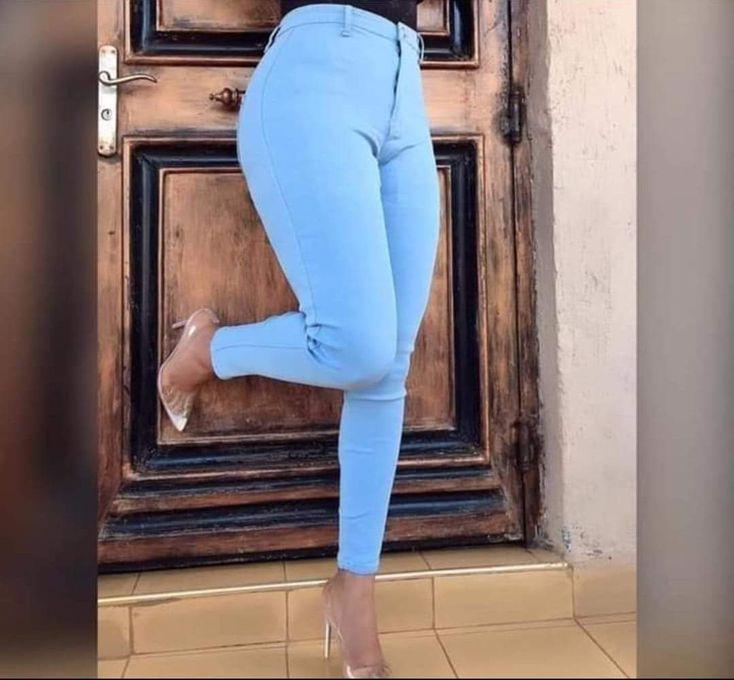 Fashion High Waist Bodyshaping Women Jeans Trousers - Sky-blue Bodyshaper