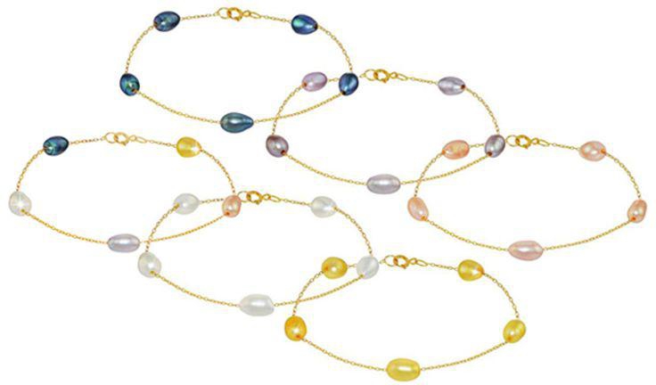 6-Piece 18 Karat Gold Pearl Bracelet