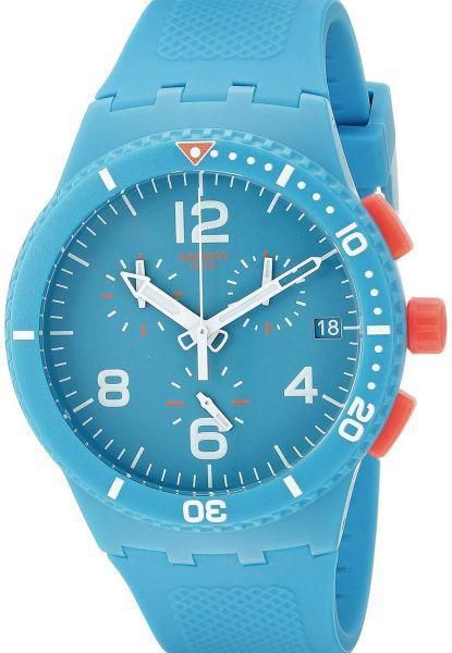 Swatch Blue Silicone Blue dial Watch for Women's, Men's SUSN406
