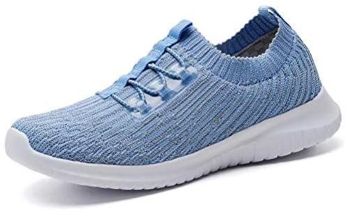 konhill Women's Comfortable Walking Shoes - Tennis Athletic Casual Slip on Sneakers, 2122 Aqua, 9