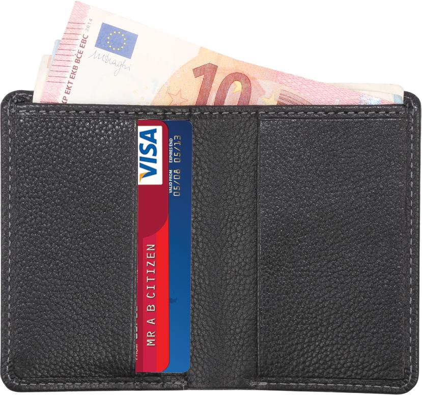 Santhom Tepic Card Case Genuine Leather Wallet, Black