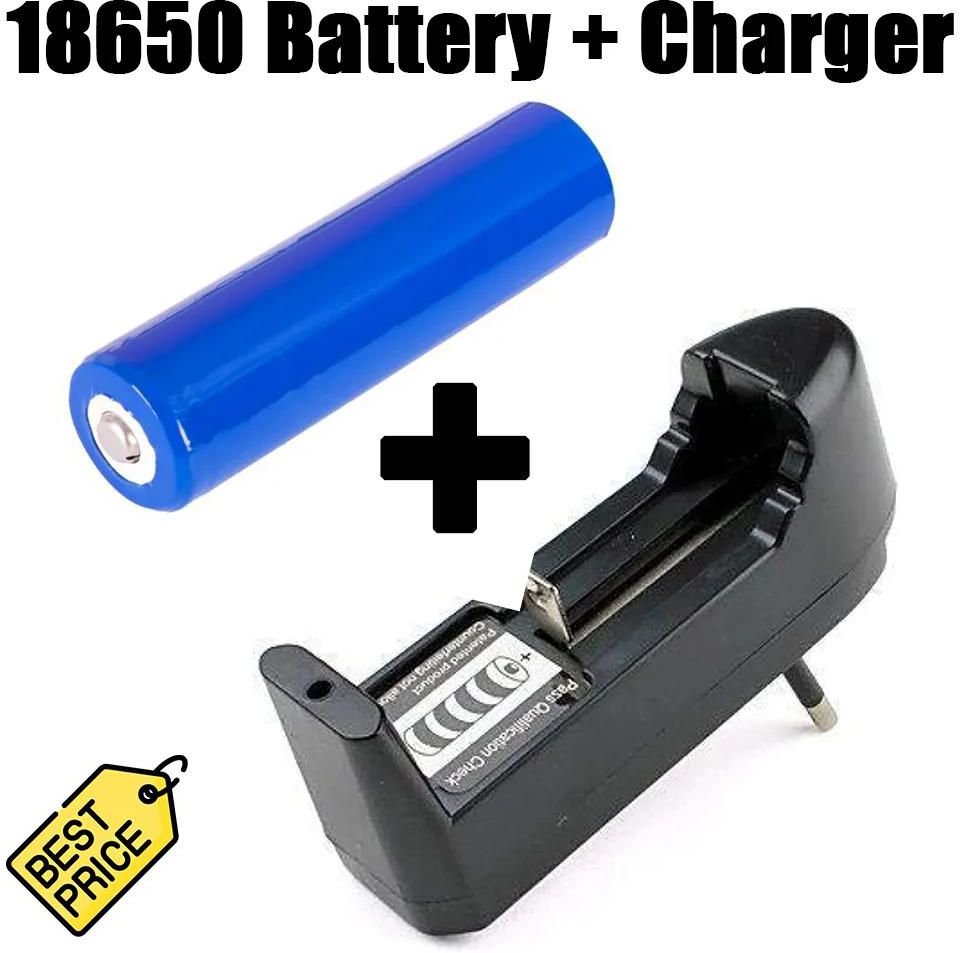 18650 3.7V Battery(High Capacity) + Charger(High Quality) 3.7V Rechargeable Li-ion Lithium  Li-ion Rechargeable Battery Single Slot Automatic Universal Charger