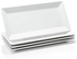 Sweese 705.101 12 Inch Porcelain Rectangular Plates, White Serving Trays for Parties - Stackable, Set of 4