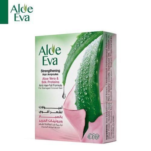 Aloe Eva امبولات لشعر اقوي بالصبار وبروتينات الحرير للشعر المجهد المصبوغ 4 x 15 مل