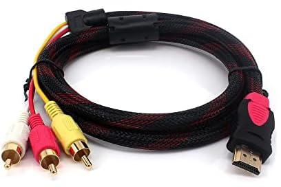 Ntech HDMI to RCA, Nylon Fiber Braided Male 3RCA Video Audio AV Component Converter Adapter Cable (5ft/1.5m)