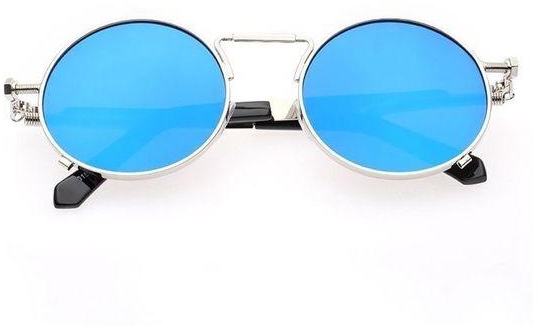 Fashion Women's Sunglasses Punk Round Frog Mirror Blue Mercury