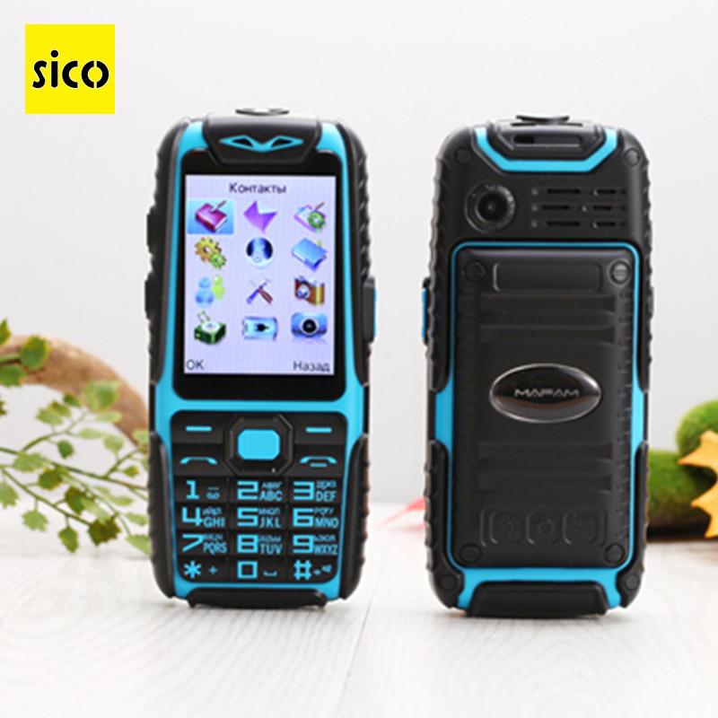 SICO Anti Slip Rubber Shockproof Dustproof Dual Sim Key Power Bank Long Standby Army Outdoor Mobile Phone Cell phones