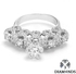 3Diamonds Women's Diamond Ring 18K White Gold Plated
