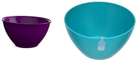 M-Design 30686 Medium Plastic Round Mixing Bowl, 2.2 Liter - Purple + Lifestyle soup bowl 15 cm - teal