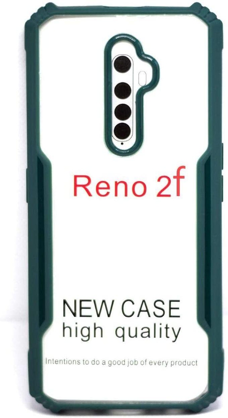 Oppo Reno 2F Cover With Soft Silicone Edges And Transparent Back - Green