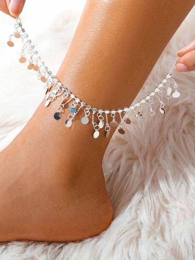 SHEIN Disc Charm Anklet Silver