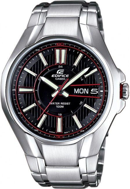 Casio Men's Edifice Black Dial Stainless Steel Band Watch [EF-133D-1A]