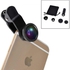 Universal 3-in-1 Clip On Wide Angle Fisheye Macro Lens Set for iPhone / HTC / Samsung/ Tablet etc(black)