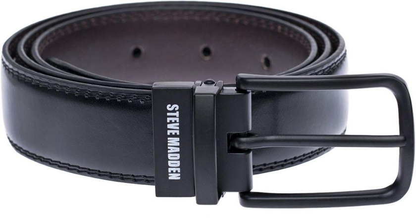 Steve Madden B87007 Reversible Topstitched Belt for Men - Leather, Black/Brown, 34 US