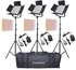 طقم إضاءة فيديو LED احترافي CP-600SII 3 قطع من COOPIC : (3) CP600SII LED ضوء فيديو مع إطار معدني متين من U (3قواعد إضاءة (3) أبيض، بني (3) محول فلتر (1) حقيبة حمل
