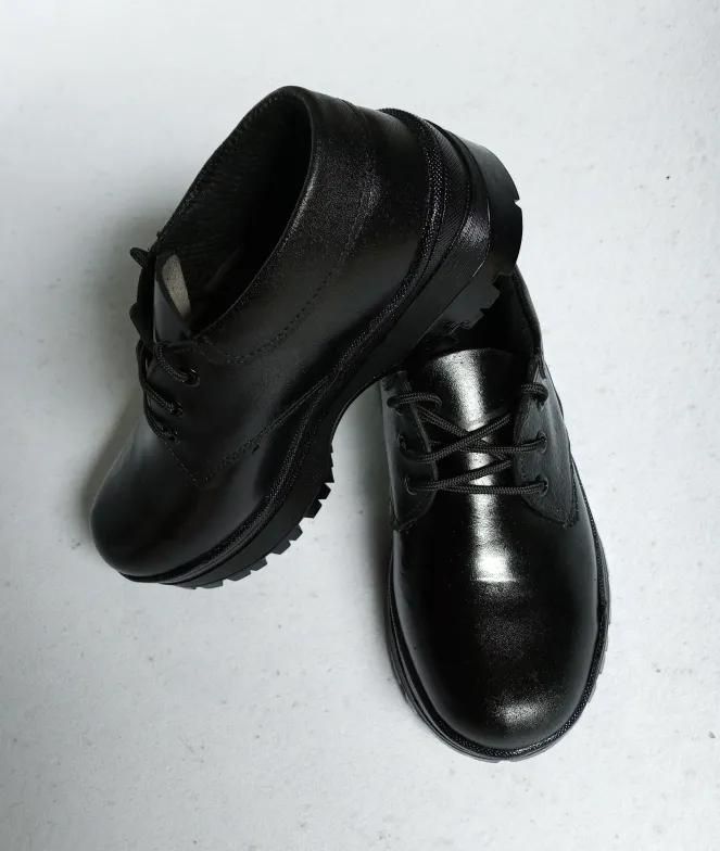 PURE LEATHER BACK TO  SCHOOL BLACK COMFORTABLE KIDS SHOES FOR ALL WEATHER
