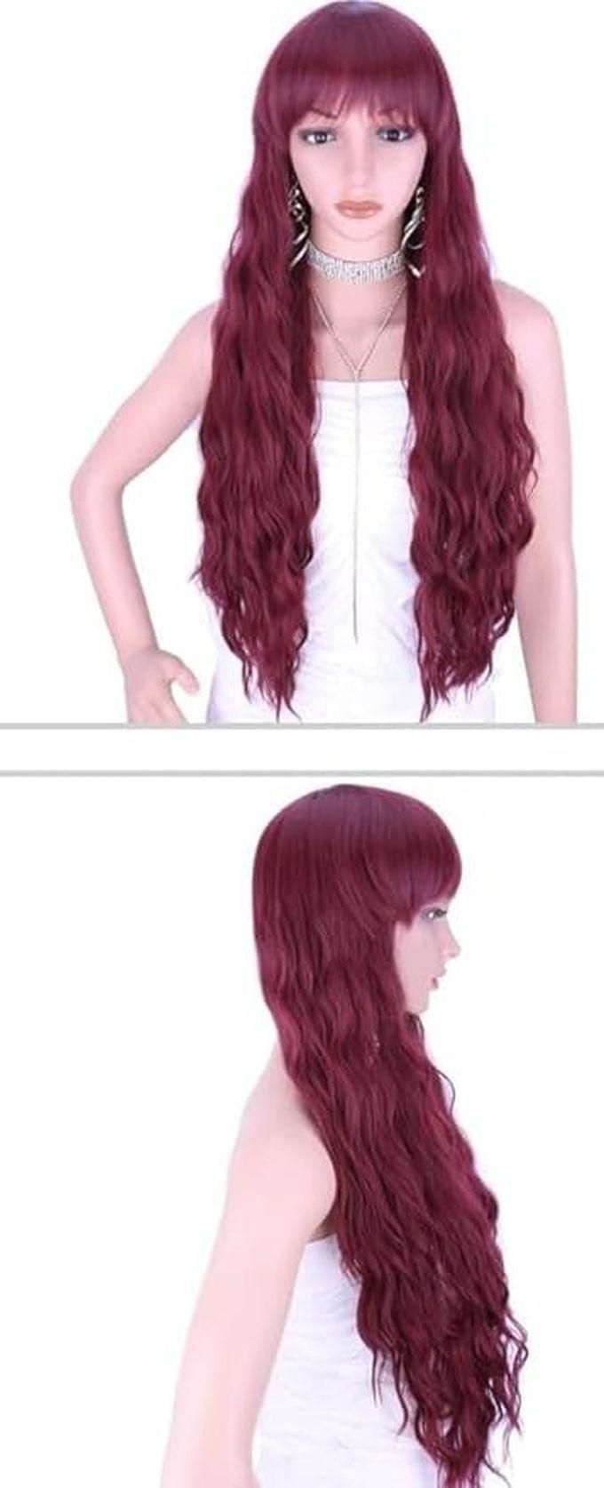 Women's Purple Long Curly Synthetic Wig, Medium Length Part, Cosplay Party Wig