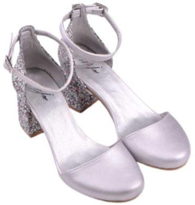 Mr Joe Heeled Sandals With Ankle Strap and Glitter - Silver