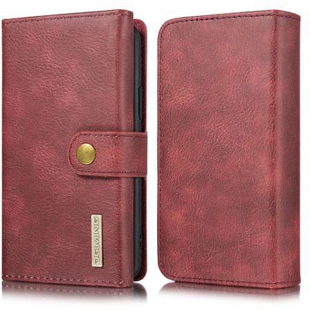 For IPhone 11 Pro DG.MING Triple Fold Crazy Horse Texture Magnetic Horizontal Flip Leather Case With Holder & Card Slots & Wallet(Red)