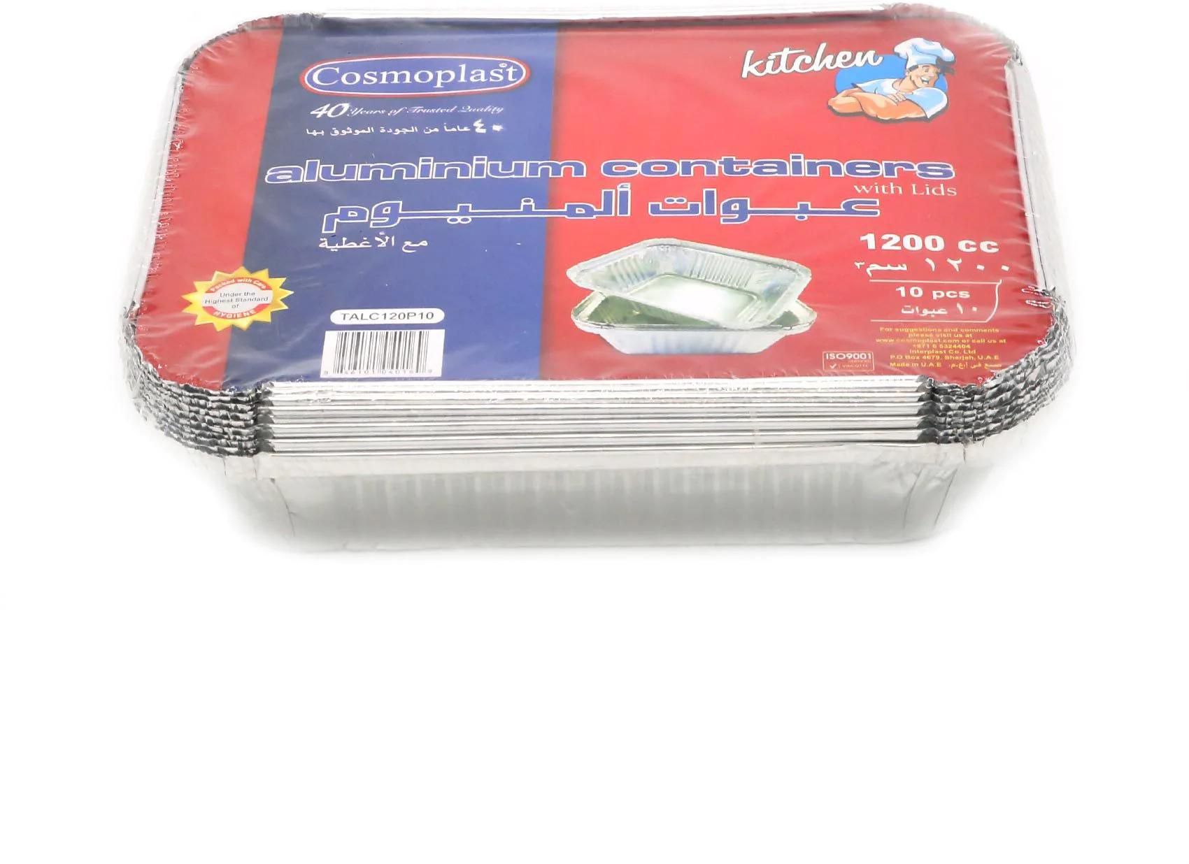 Cosmoplast aluminum container with lids 10 pieces