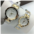 Lookworld Non Fading Couple's Wristwatch -Silver & Gold