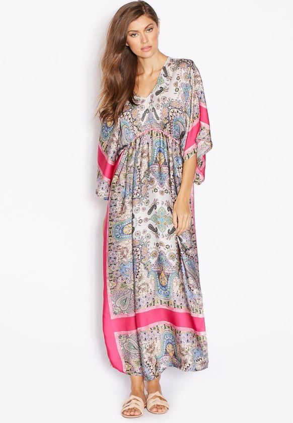 Printed Kimono Maxi Dress
