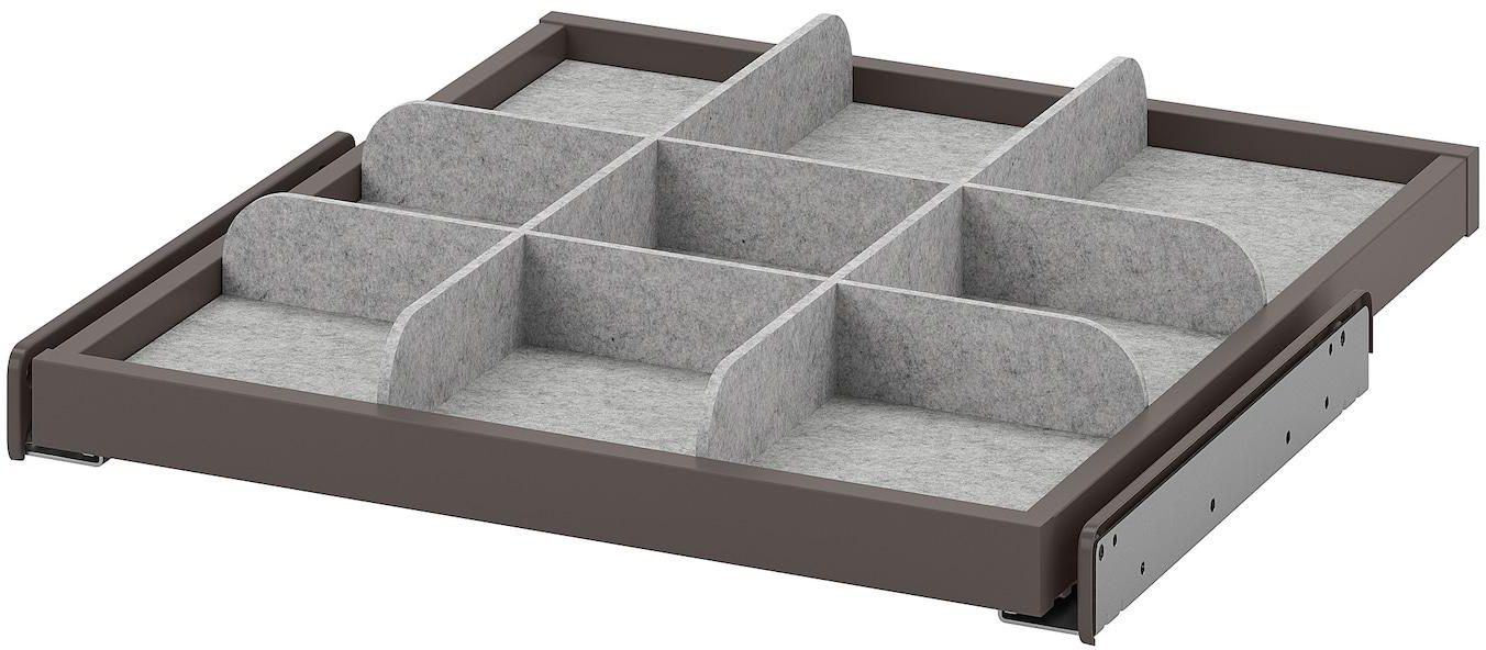 KOMPLEMENT Pull-out tray with divider - dark grey/light grey 50x58 cm
