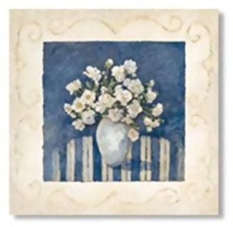 Decorative Wall Art With Frame White/Blue 24x24cm